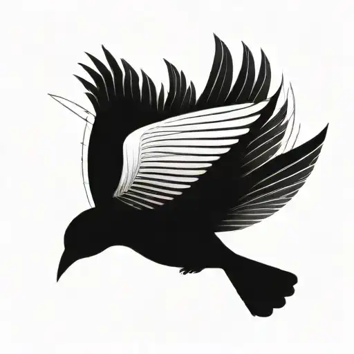A Minimalist Design Of Overlapping Lines Forming The Silhouette Of A Bird In Flight