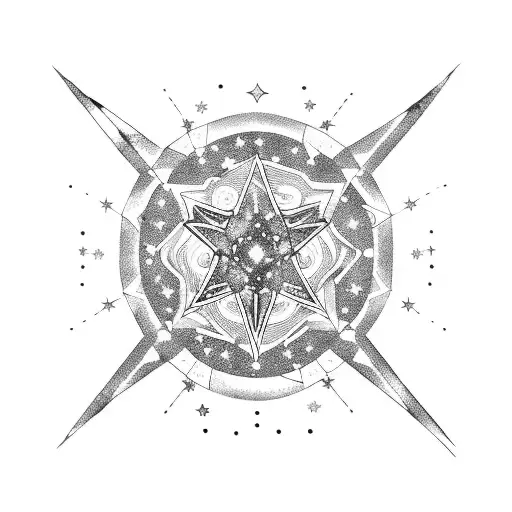 A Tattoo Of A Constellation Of Stars Forming The Shape Of A Guitar