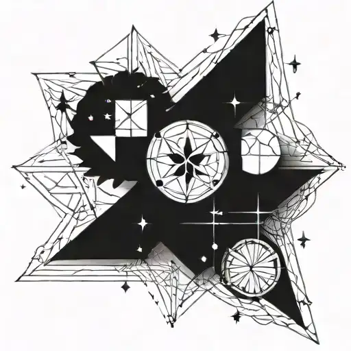A Geometric Design Incorporating The Southern Cross And Zodiac Symbols