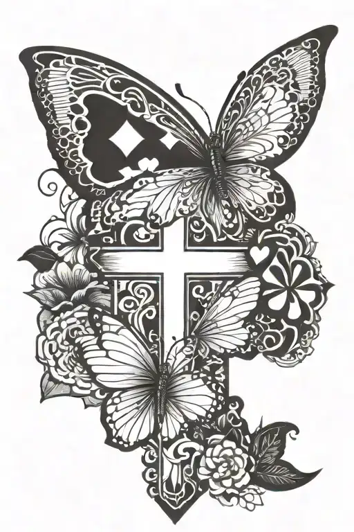 Cross With I Love You And Butterfly