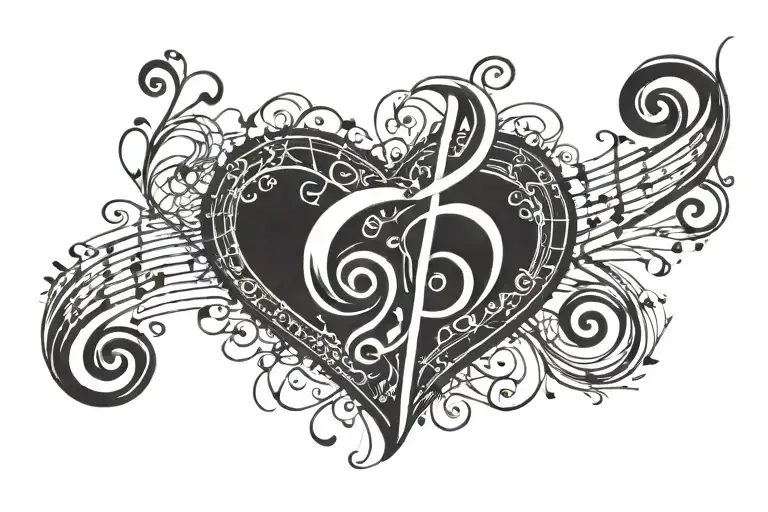 Treble Clef Bass Clef Heart At Beginning Of Music Lines