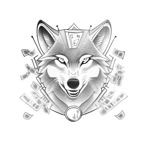 A Wolf Wearing A Suit With Money Falling From Its Pockets