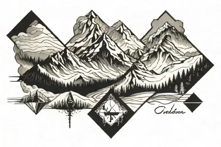 Double Diamond Mountains In On Side Skier Other Side