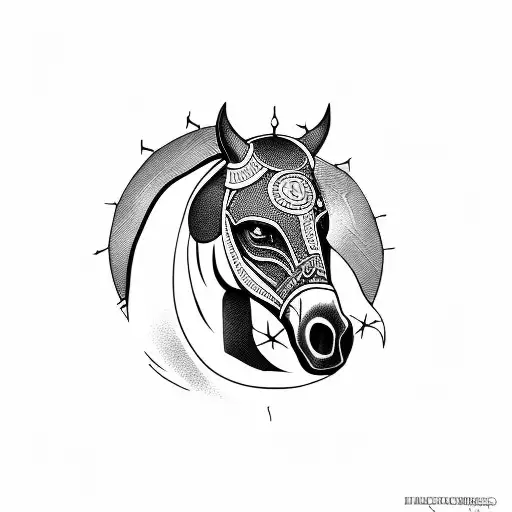 Head Of Horse With Shield