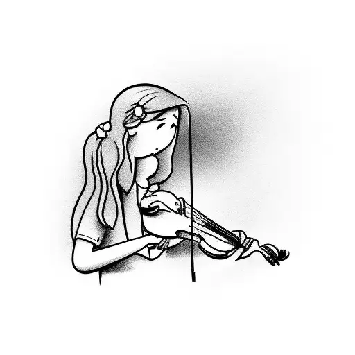 A Melancholic Cartoon Character Playing A Somber Tune On A Violin