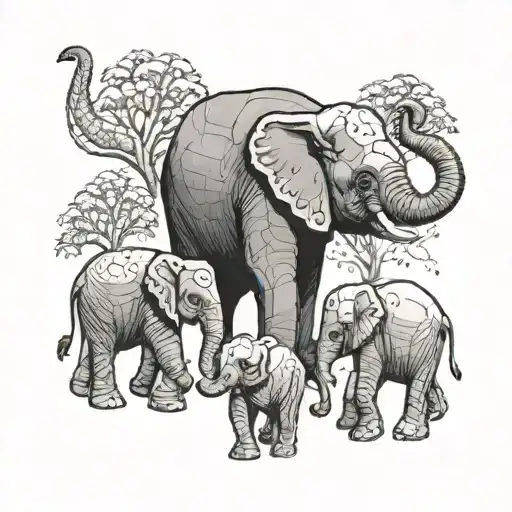 A Baby Elephant Playing With A Group Of People