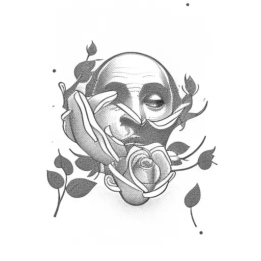 A Smoking Card Player Surrounded By Money And Roses