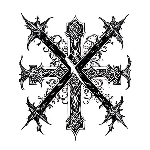 Gothic Cross Tattoo Wrapped Tightly