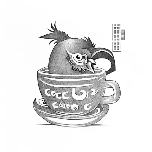 Evil Chicken In Coffee Cup