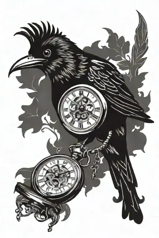 Black Crow With Pocket Watch Meltin My Eyes