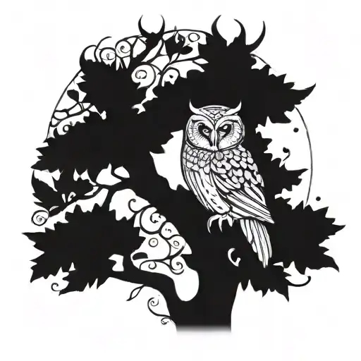 Create A Leafy Tree Design With Two Swings And An Owl