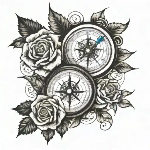 Clock And Compass And Roses