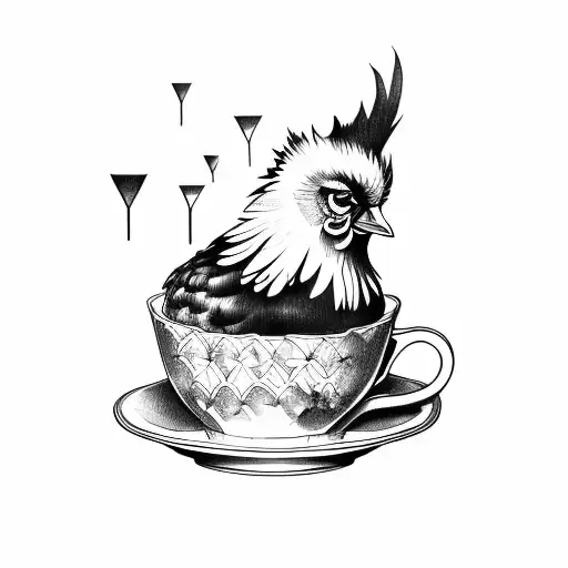 Evil Chicken In Coffee Cup