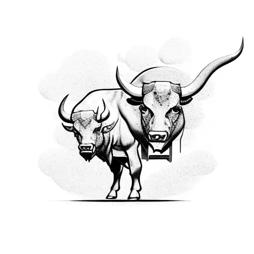 Bull And Bear Fighting Over A Dollar Sign