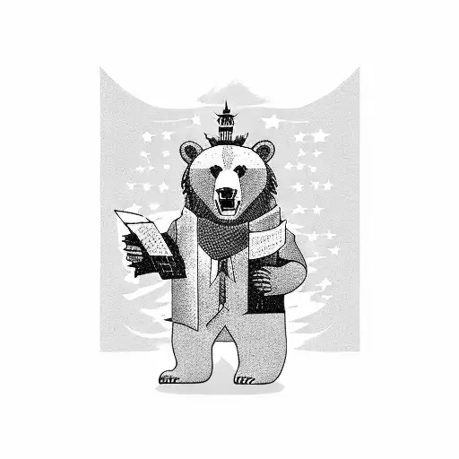 A Bear Stepping On The Statue Of Liberty