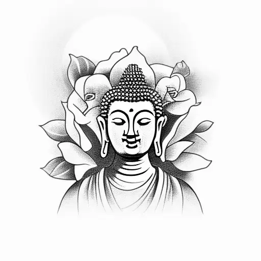 Buddha With Roses And Cross