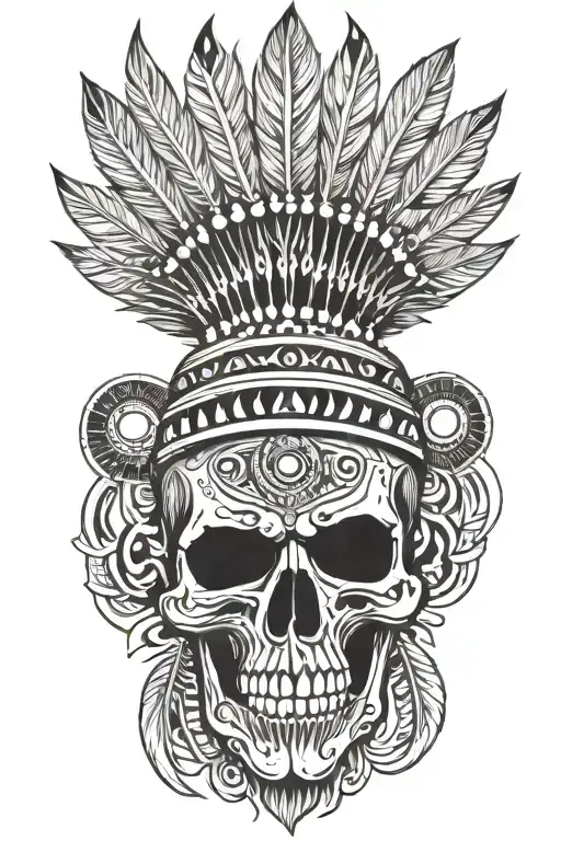 Skull Indian Tribe Style Black