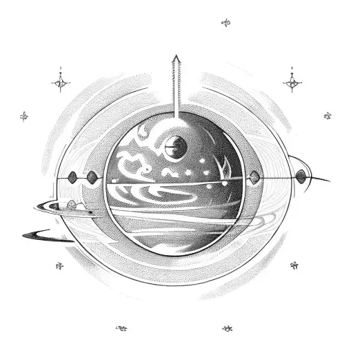 Lengthwise Tattoo Of The Solar System That Gradients Into Pitch Black