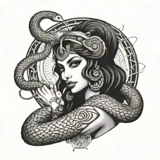 Isis Goddess With A Snake Coiled Around Her Arm