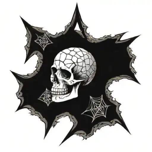 A Skull Made Out Of Arrowheads With Spider Webs In The Background