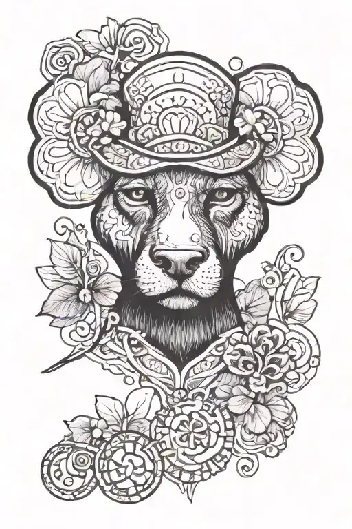 Black Labbrador Face With Shamrock As A Broader Or In The Background