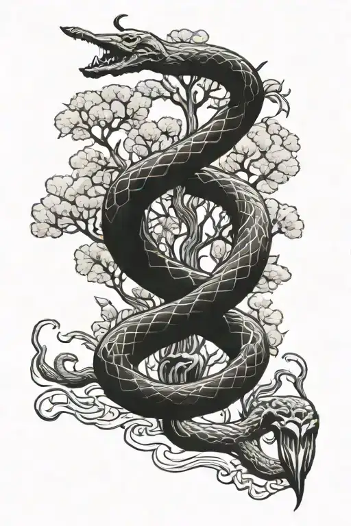 Snake Sword And Tree