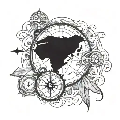 Compass And Cross And Bible And Jesus And Storm And Sun