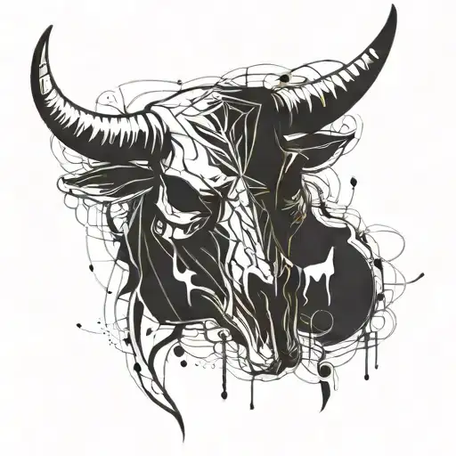 A Geometric Bull Skull With Musical Notes Flowing Out Of Its Mouth In A Court Room