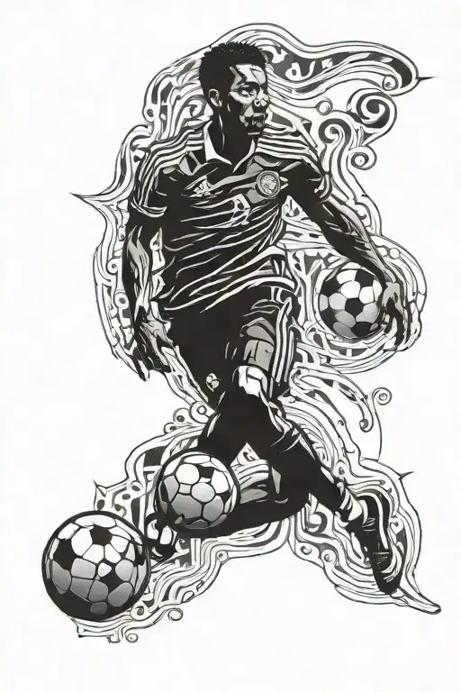 Incorporate Symbols Of Football And Colombia's Vibrant Culture In A Blackwork Tattoo Design
