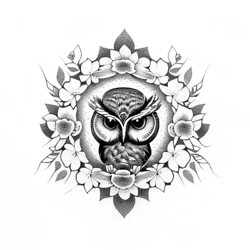 Owl With Forget Me Nots