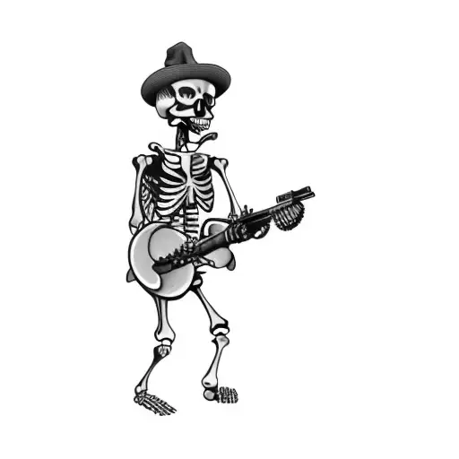 A Skeleton Playing A Gun