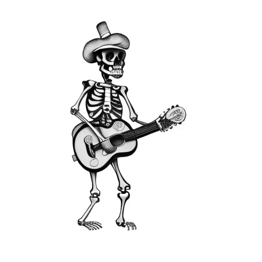 A Skeleton Playing A Guitar