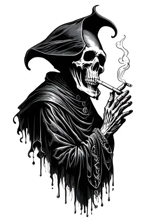 Grim Reaper Smoking A Cigarette