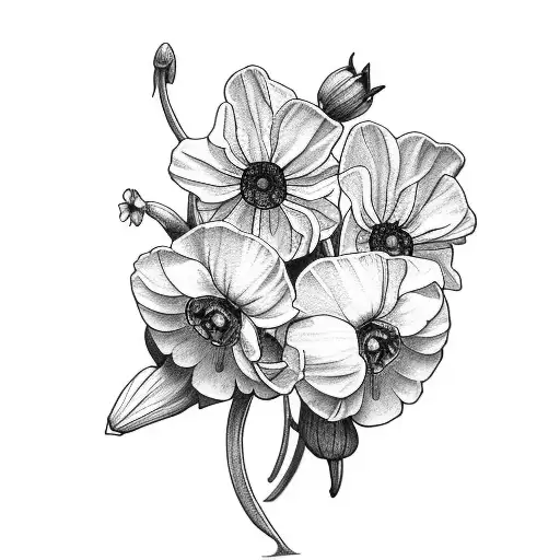 Sweet Peas And Narcissus And Daisy