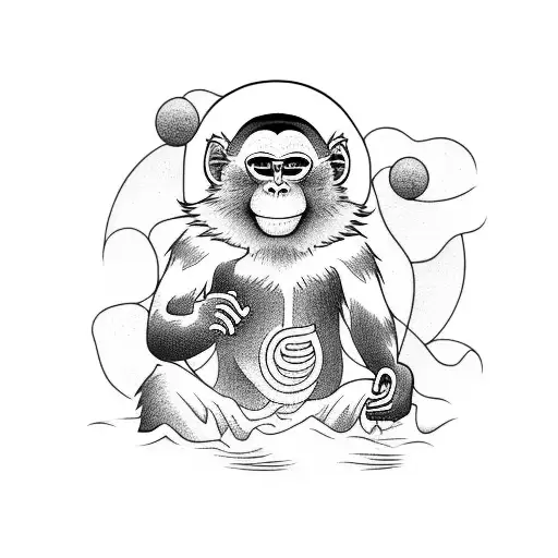 Japanese Monkey In Hot Tub