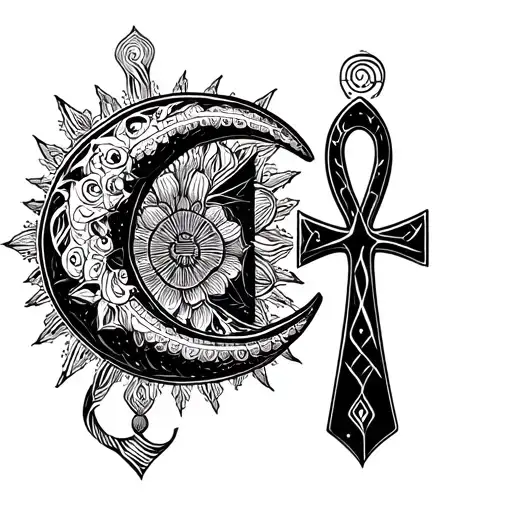 Ankh With Crescent Moon