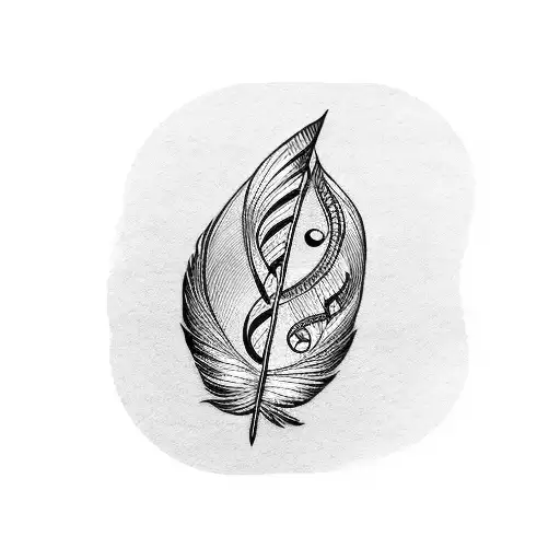 A Feather Transforming Into A Trail Of Musical Notes