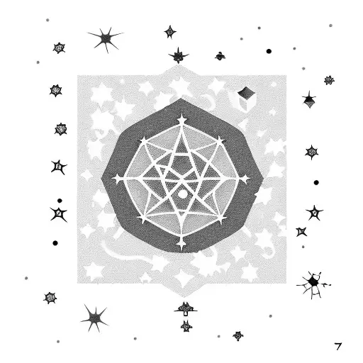 A Constellation Of Stars Forming The Number 777 With Clouds In The Background