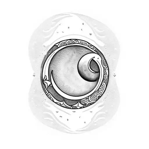 Crescent Moon With Ocean Waves