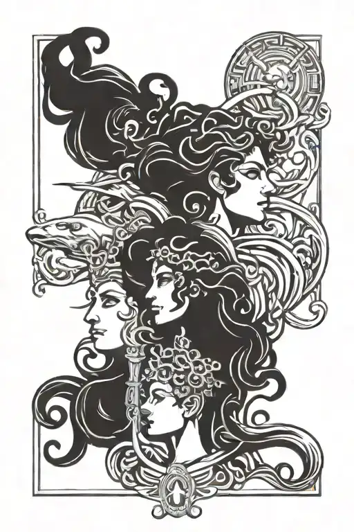 A Tattoo Design Inspired By Philosophical Symbols Medusa Athena And Poseidon