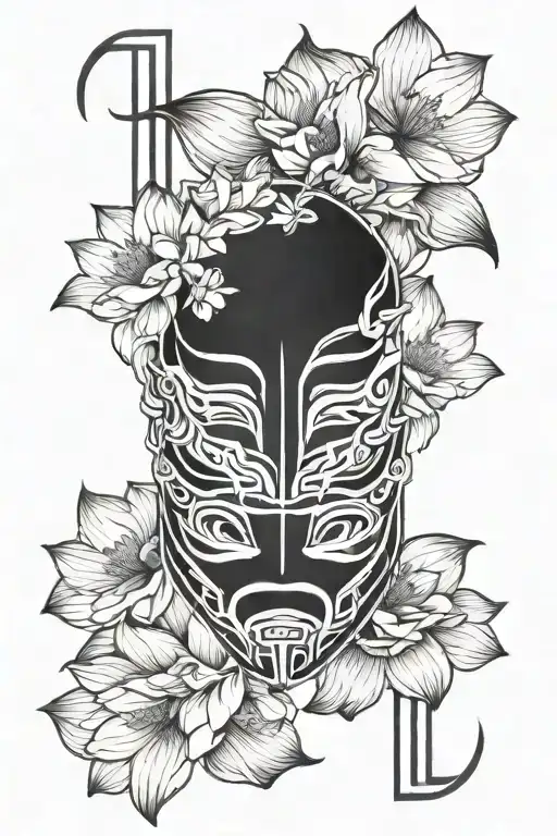 Lotus Flower And Ronin Mask Split In Half