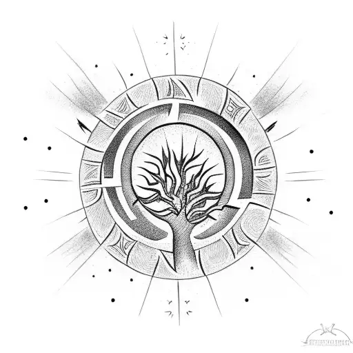 Slavic Tree With Runes And Sun