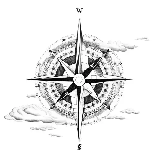 Compass With Thunderstorm Cloud