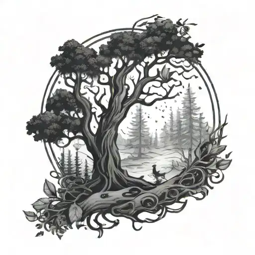 A Mystical Forest Scene With The Evenstar Shining Brightly In The Center