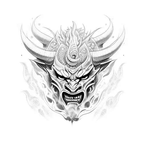 Oni Demon With Liquid Design