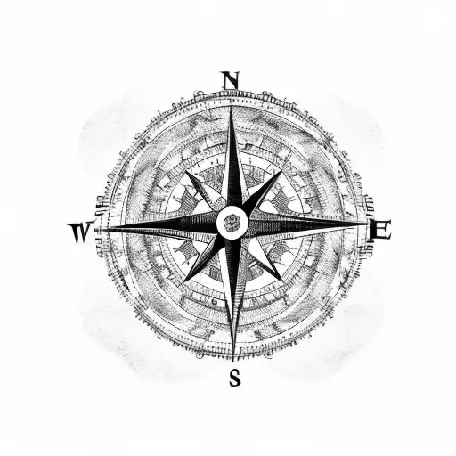 Map Of The World With A Compass Rose