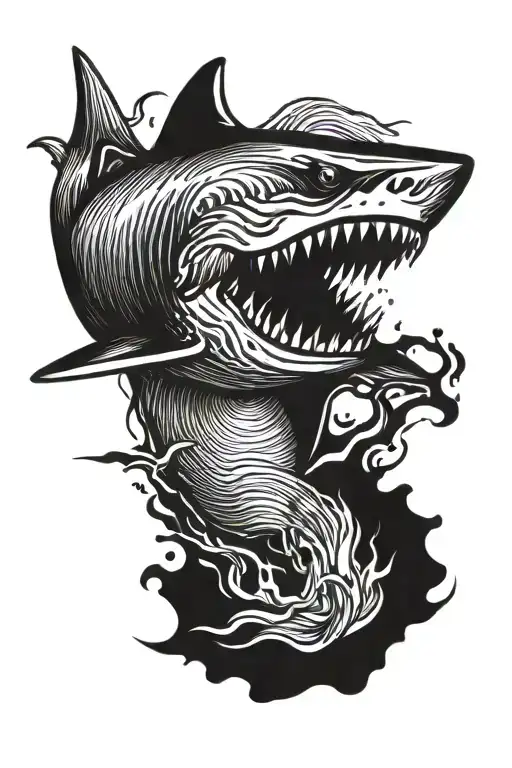 Angry Shark Jumping Backwards To Catch