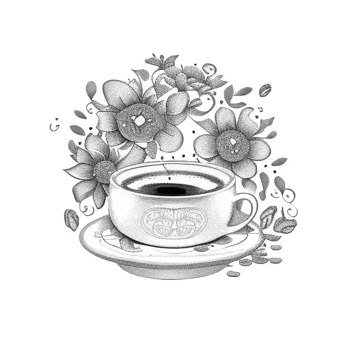 A Steaming Cup Of Coffee Surrounded By Blooming Flowers