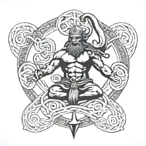 Viking Trinity Knot And Lord Hanuman Strength