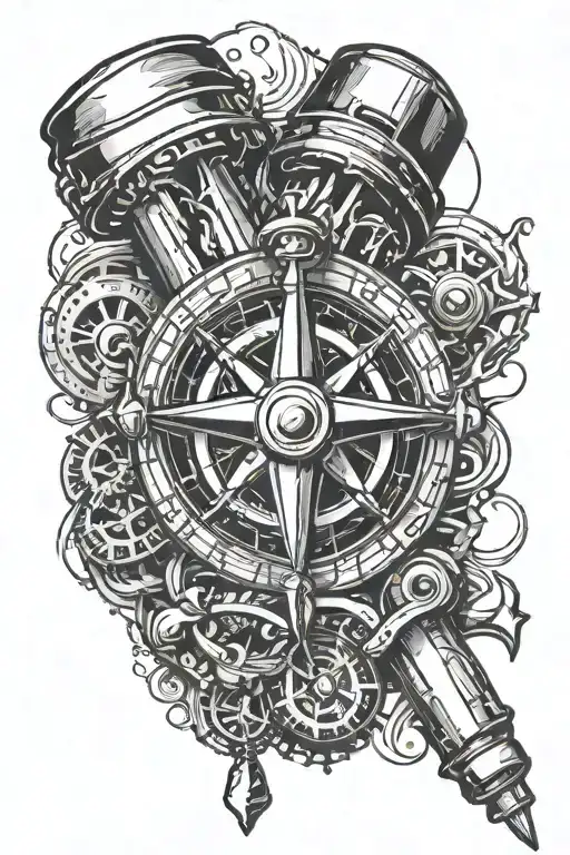 Piston With Anchor And Compass
